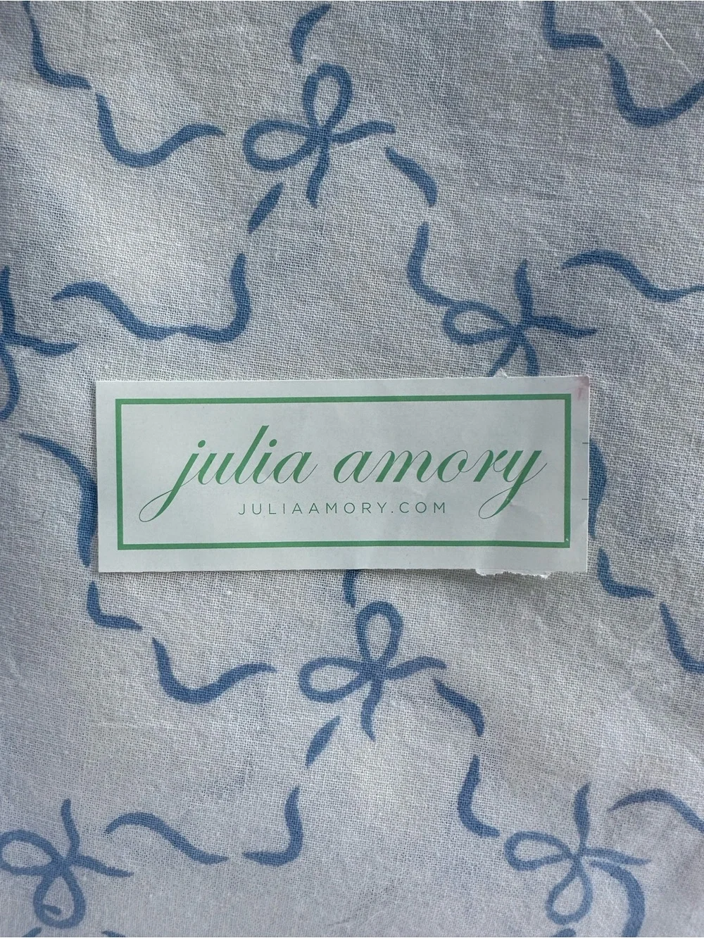 New Julia Amory Blue Bow Ribbon Print Tablecloth 120”
